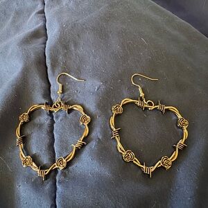 Gold Heart-Shaped Wire Earrings